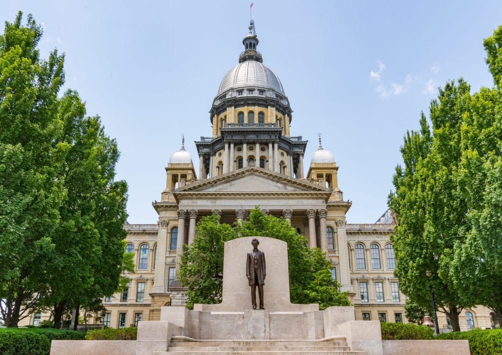 Illinois State Capitol where business succession and estate laws are enacted.