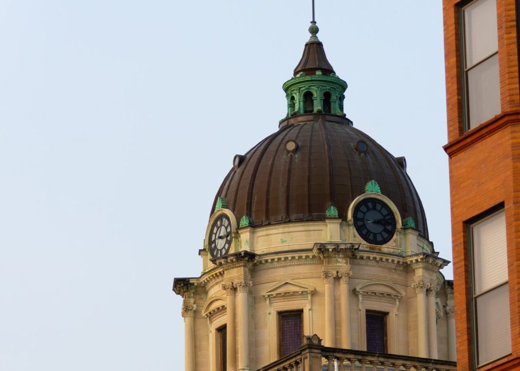McLean County Courthouse in Bloomington, Illinois, where divorce and separation cases are decided.